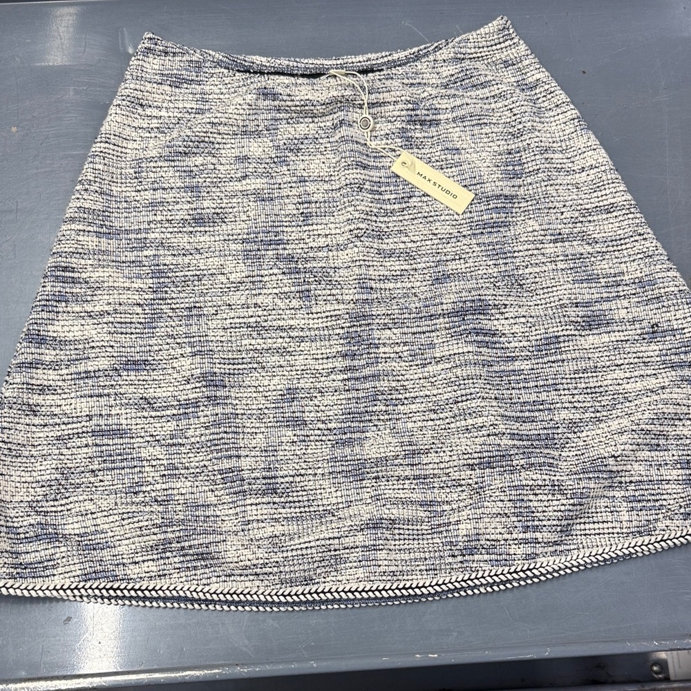 Max Studio Navy and White A-Line Skirt